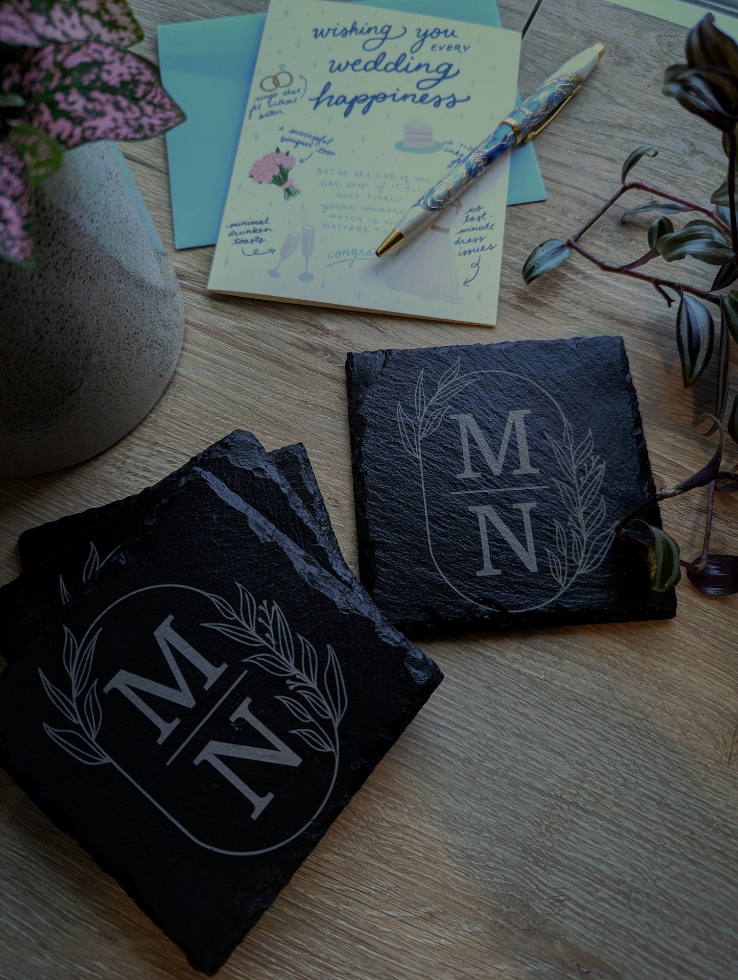 Personalized Monogram Slate Coasters (Set of 4)