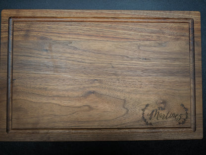Heirloom Walnut Cutting Board — Personalized, 11" x 17"
