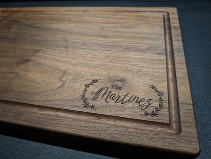 Heirloom Walnut Cutting Board — Personalized, 11" x 17"